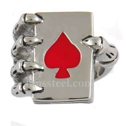 FSR10W62R claw hand hold heart ace biker Ring - Click Image to Close